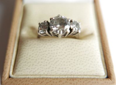 Vintage 925 Sterling Silver Three Stone Ring - size N - 5,2g