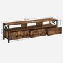 lowboard for TVs up to 80 inches, 178 cm long, TV table with 3 drawers, 3 open compartments, 40 x 178 x 50 cm, living room, steel frame, vintage brown-black Image 4