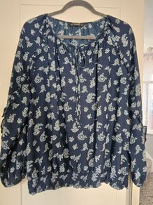 Navy print blouse