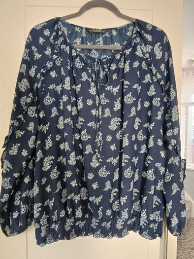 Navy print blouse