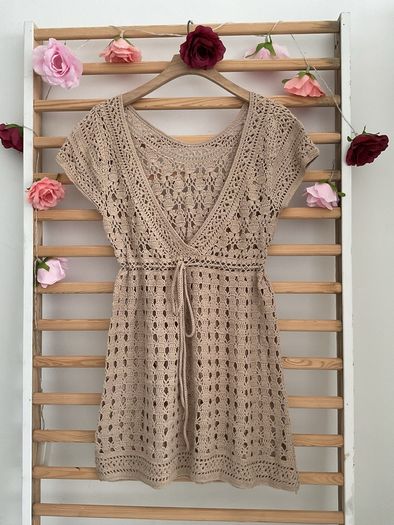 Crochet top/tunic /beachwear 100% cotton size large 12/14