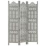 Hand carved 3-Panel Room Divider Grey 120x165 cm Solid Mango Wood Image 7