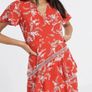 Karen Millen Red & White Floral Palm Print Ruffle Mini Dress Image 7
