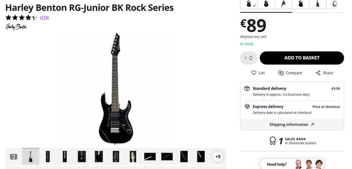 Harley Benton RG-Junior BK Rock Series