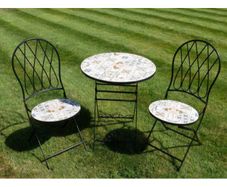 Two Seater Table & Chairs Mosaic Black D11173