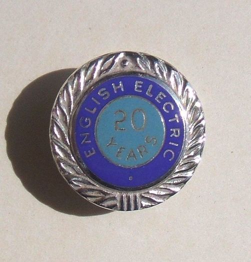 ENGLISH ELECTRIC 20 YEARS (industrial manufacturer) - a silver hallmarked long service badge (c.1969)