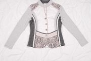 Just White Grey Off-White Baroque Patterned Button-Up Jacket Blazer 10UK/38EU