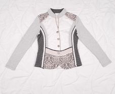 Just White Grey Off-White Baroque Patterned Button-Up Jacket Blazer 10UK/38EU