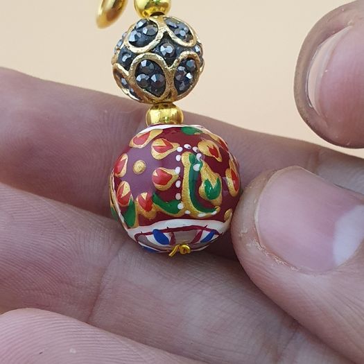 Handmade Afghani Design Colorful Enamel Drop Earrings