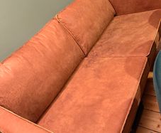 Leather brown WOOOD Rodeo 2.5 Seater Sofa + Matching Pouf