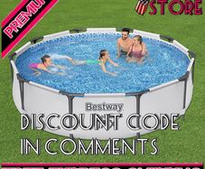 MAX Steel Pro Round Frame Swimming Pool with Filter Pump, Grey, 10 ft, 305 x 305 x 76 cm (FREE SHIPPING)