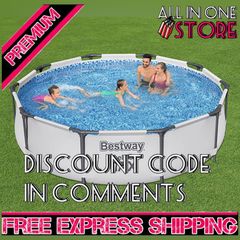 MAX Steel Pro Round Frame Swimming Pool with Filter Pump, Grey, 10 ft, 305 x 305 x 76 cm (FREE SHIPPING)