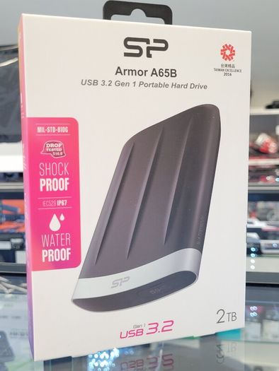 2TB Silicon Power Armor A65B Shockproof/Waterproof Portable Hard Drive USB3.2 - Black/Grey Edition by Silicon Power