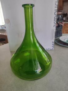 Unique Shaped Green Glass Bottle  Great Condition, No Chips or Crack, Green Wine Bottle,