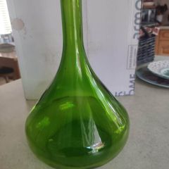 Unique Shaped Green Glass Bottle  Great Condition, No Chips or Crack, Green Wine Bottle,