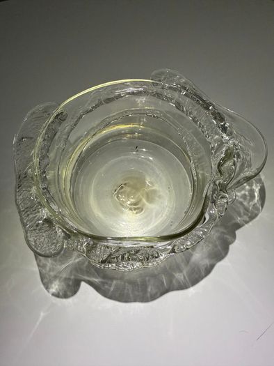 Vintage Textured Ice Bark Art Glass Bowl