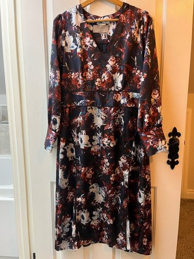 Paul Costelloe Satin Midi Dress - Size 12 - excellent condition
