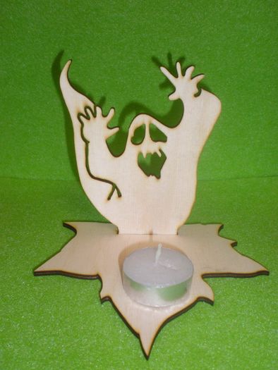 Halloween Tea Light Garden Lantern Wooden Indoor outdoor decor Spirit Candle Holder