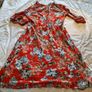 Ladies Red Floral Dress Image 3