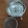 A vintage silver-plated butter dish or caviar bowl with a three-legged lid. Image 8
