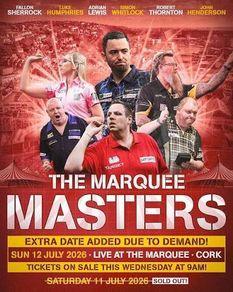 3 Darts Marquee Masters Tickets (face Value) In Cork, Saturday, 11th Of July, 2026