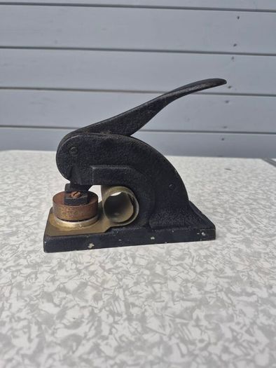 antique cast aluminium desktop embossing press