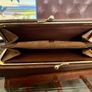 Vintage Long Brown Suede Leather Kiss Lock Coin Purse or Small Clutch Wallet Image 9