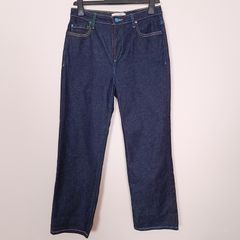 Guess Dark Wash Indigo Blue Multi-Color Stitch High Waist Straight Jeans Size 29
