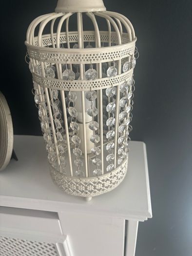 Cream lantern cage lamp with beads