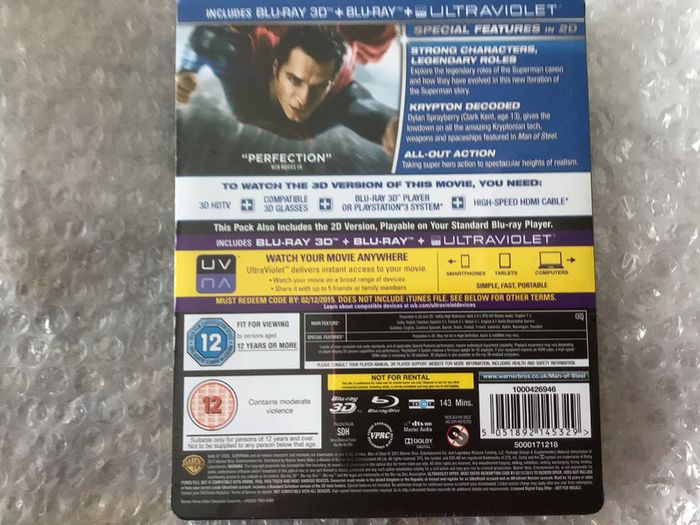 Man of Steel 3D Steelbook Blu Ray