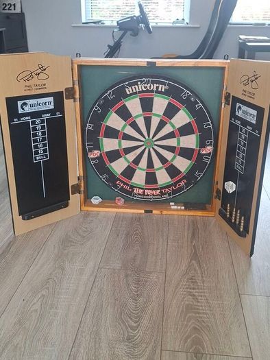 Dart Board and Cabinet