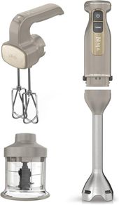 Foodi 3-in-1 Hand Blender, Hand Mixer & Chopper with Gradual Start, 2 Blending and 5 Mixing Speeds to Chop, Mix, Knead, Blend and more, Dishwasher Safe Parts, 850W, Stone Gold