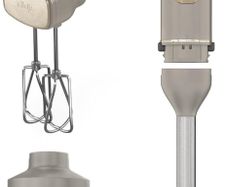 Foodi 3-in-1 Hand Blender, Hand Mixer & Chopper with Gradual Start, 2 Blending and 5 Mixing Speeds to Chop, Mix, Knead, Blend and more, Dishwasher Safe Parts, 850W, Stone Gold