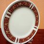 7 x Royal Doulton 'Steeelite' Plate 16,5 cm. Gold and Red Scroll Border Image 5