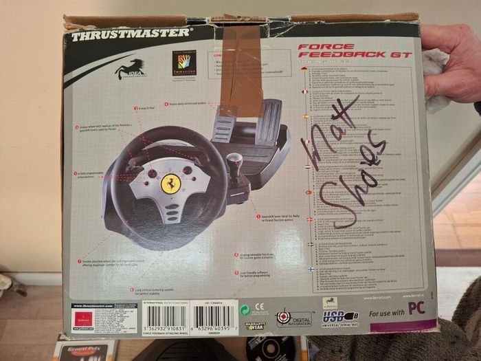 Retro Thrustmaster Ferrari Force Feedback GT PC Steering Wheel & Pedals + Games (Boxed)