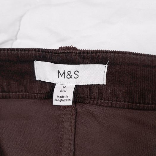 Marks & Spencer Dark Chocolate Brown Corduroy Front Pocket Flared Leg Trousers 20UK/48EU
