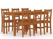 7 Piece Dining Set Pinewood Honey Brown