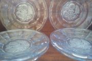 Blue Depression 1930's Etched Glass Plates