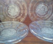 Blue Depression 1930's Etched Glass Plates