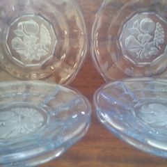 Blue Depression 1930's Etched Glass Plates
