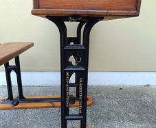 Old vintage single school desk with seat
