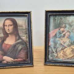 Two Vintage Framed Fabric Prints