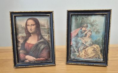 Two Vintage Framed Fabric Prints