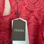 Coral Oasis pleated slip dress with lace over top Image 2