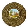 Set of 4 Antique French Brass/Hand-Painted Porcelain Wall Plaques Image 4