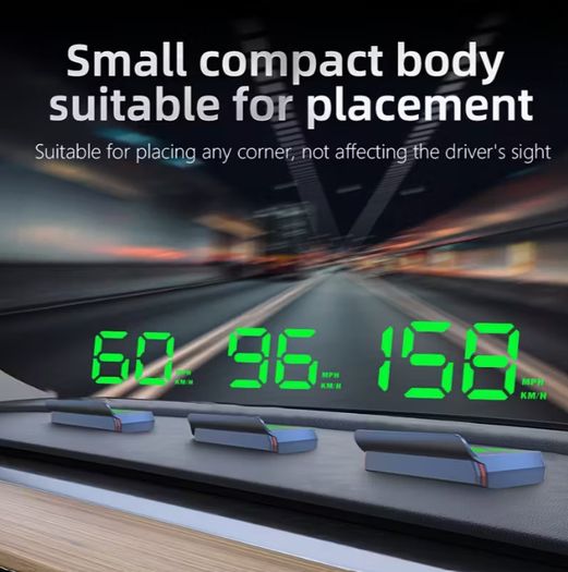 Car HUD head-up display, Km  W2 windshield speedometer projector with speed display and overspeed alert, automatic light sensor, mile/kilometer speed display, USB plug and play, suitable for all car models,