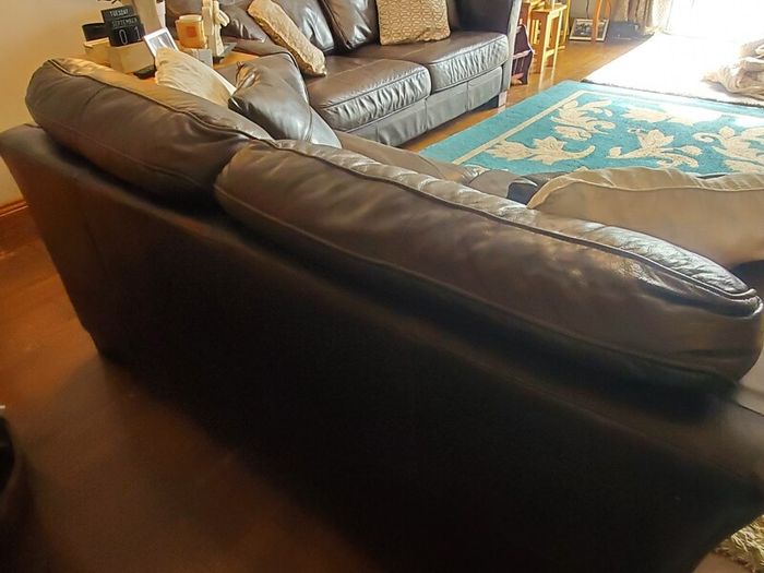 Brown Leather Sofa Set x 3 and 2 Seater