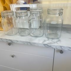 4 Glass Storage Jars with Clip Lids
