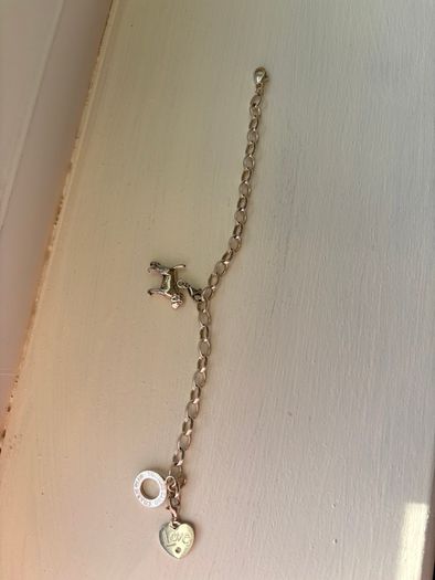 Thomas Sabo Silver 6.9/ 7inch Bracelet with Dog Charm and Love Charm