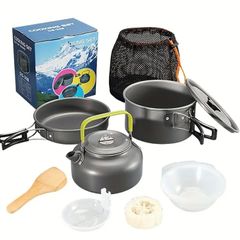 3 pieces camping pot set. Picnic set. Hiking cookware.